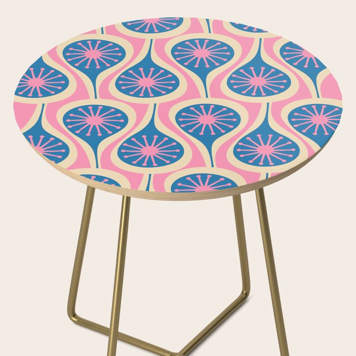 Atomic Drops Mid Century Modern Retro Pattern in Pink and Blue Side Table Gallery Image 2