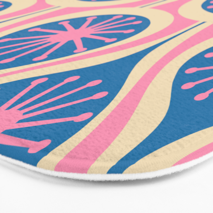 Atomic Drops Mid Century Modern Retro Pattern in Pink and Blue Bath Mat Gallery Image 3