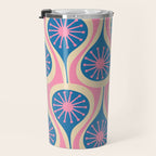Atomic Drops Mid Century Modern Retro Pattern in Pink and Blue Travel Mug Gallery Image 3