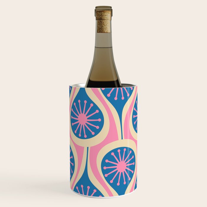 Atomic Drops Mid Century Modern Retro Pattern in Pink and Blue Wine Chiller Gallery Image 1