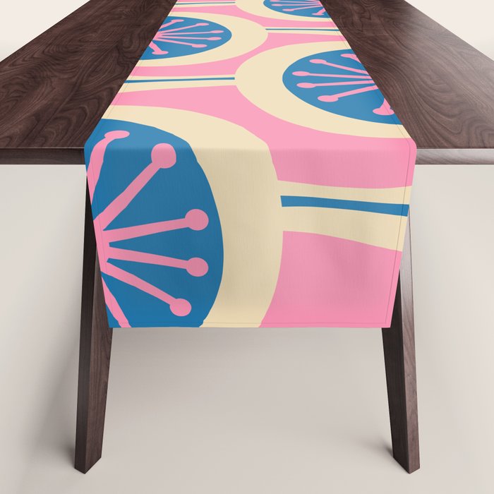 Atomic Drops Mid Century Modern Retro Pattern in Pink and Blue Table Runner Gallery Image 1