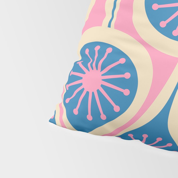 Atomic Drops Mid Century Modern Retro Pattern in Pink and Blue Pillow Sham Gallery Image 4