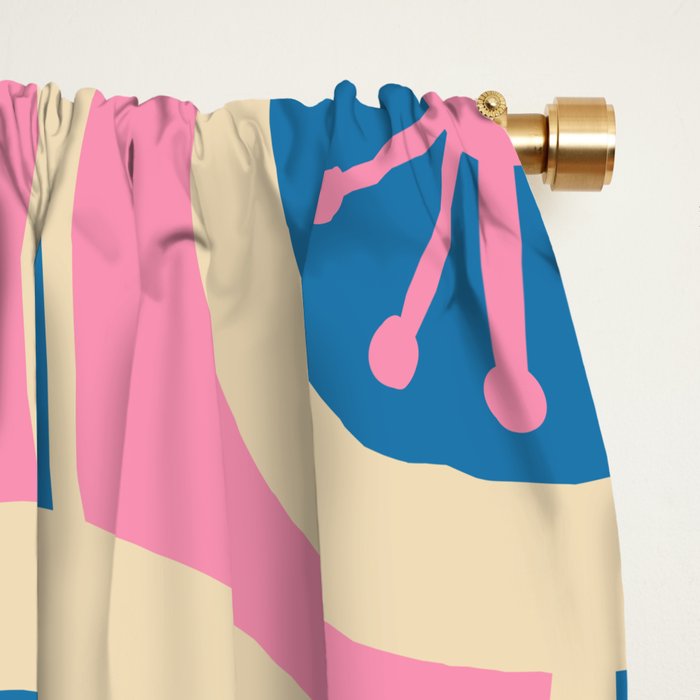 Atomic Drops Mid Century Modern Retro Pattern in Pink and Blue Window Curtain Gallery Image 2