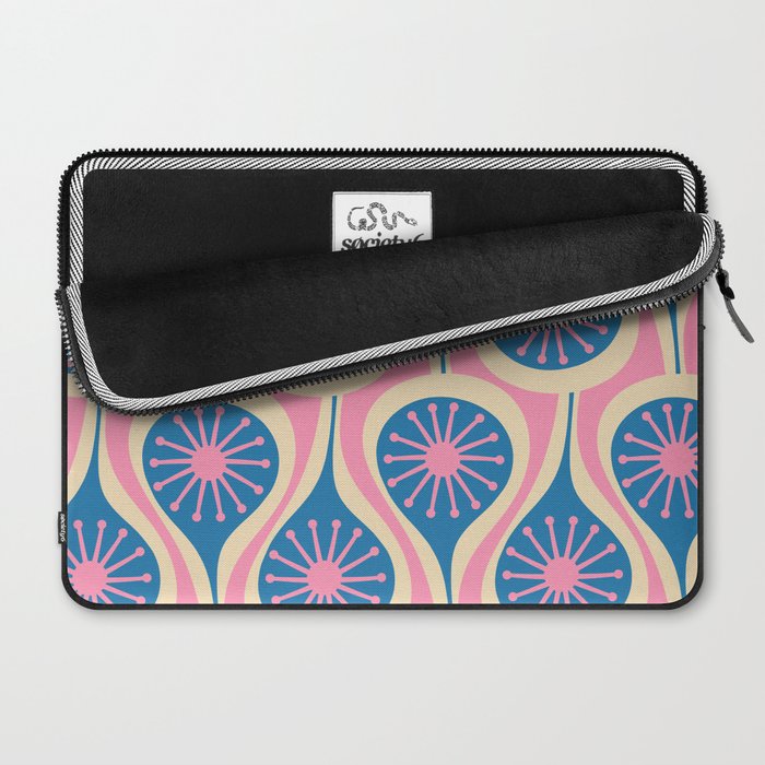Atomic Drops Mid Century Modern Retro Pattern in Pink and Blue Laptop Sleeve Gallery Image 2