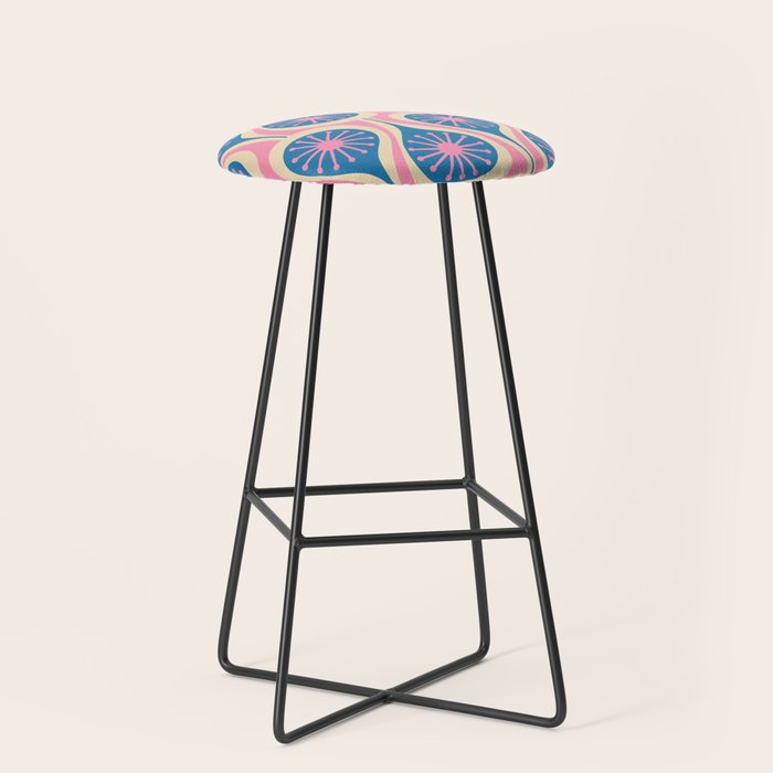 Atomic Drops Mid Century Modern Retro Pattern in Pink and Blue Stool Gallery Image 1