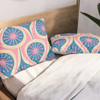 Atomic Drops Mid Century Modern Retro Pattern in Pink and Blue Pillow Sham Gallery Image 2