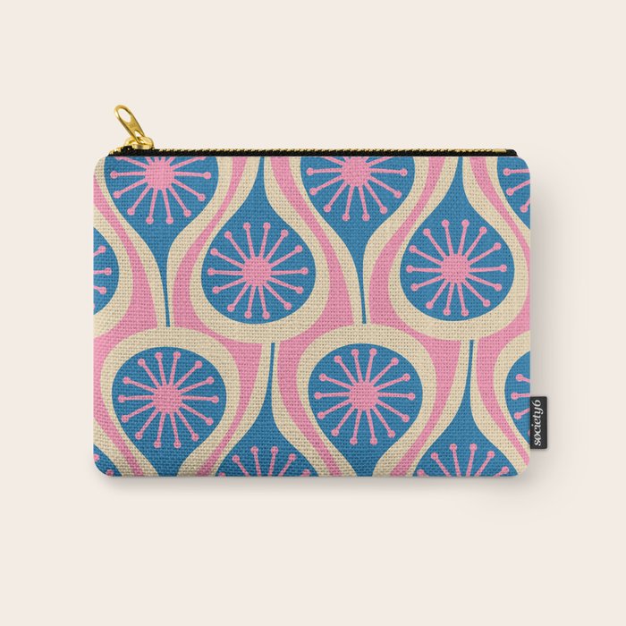 Atomic Drops Mid Century Modern Retro Pattern in Pink and Blue Carry All Pouch Gallery Image 1