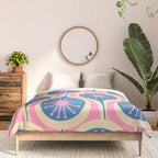 Atomic Drops Mid Century Modern Retro Pattern in Pink and Blue Comforter Gallery Image 3