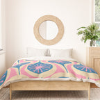 Atomic Drops Mid Century Modern Retro Pattern in Pink and Blue Duvet Cover Gallery Image 3