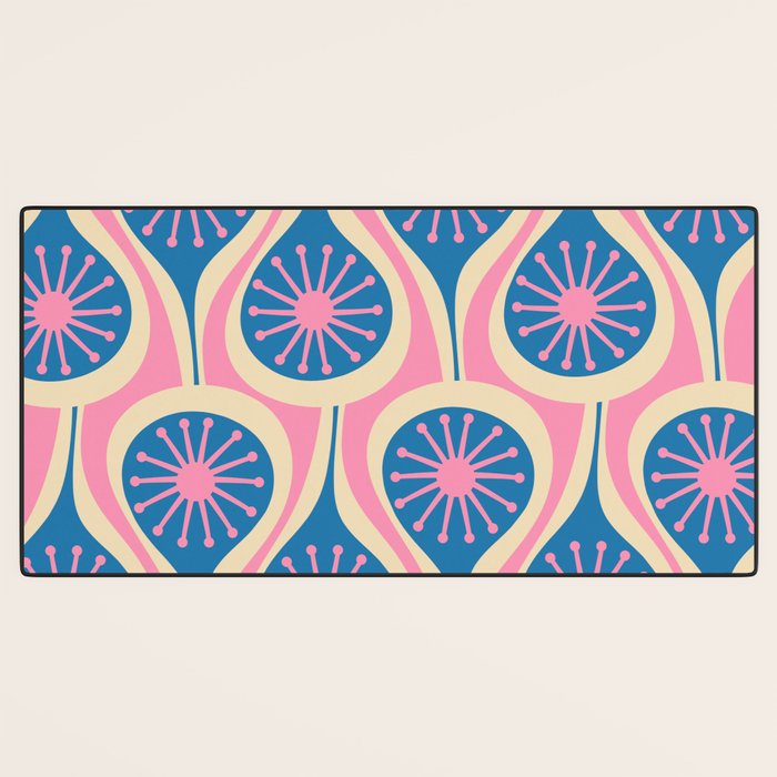 Atomic Drops Mid Century Modern Retro Pattern in Pink and Blue Desk Mat Gallery Image 3
