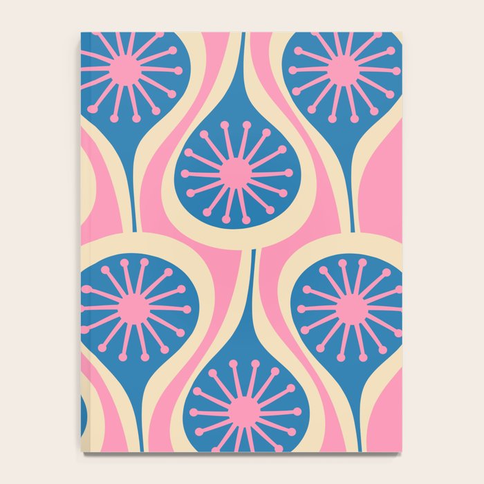 Atomic Drops Mid Century Modern Retro Pattern in Pink and Blue Notebook Gallery Image 4