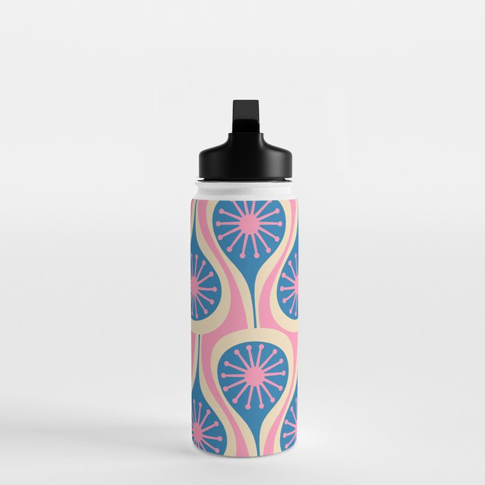 Atomic Drops Mid Century Modern Retro Pattern in Pink and Blue Water Bottle Gallery Image 3