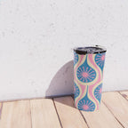 Atomic Drops Mid Century Modern Retro Pattern in Pink and Blue Travel Mug Gallery Image 4