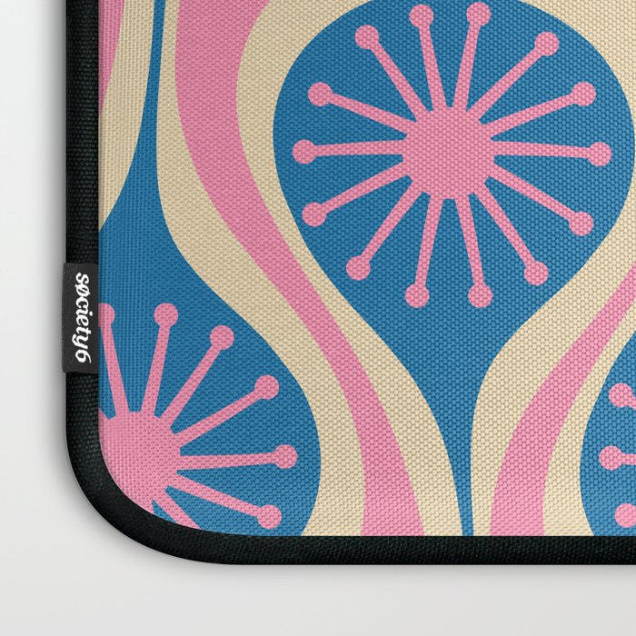 Atomic Drops Mid Century Modern Retro Pattern in Pink and Blue Laptop Sleeve Gallery Image 3