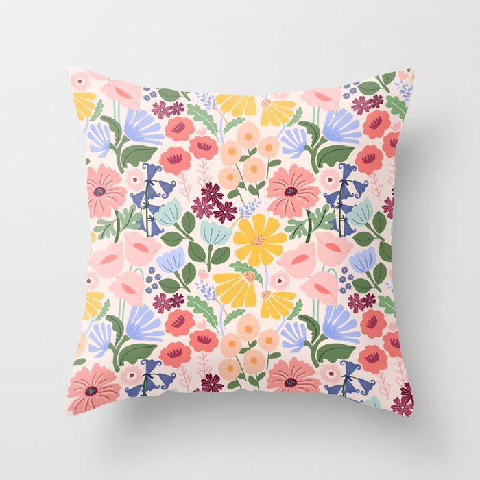 Meadow muse - pink Throw Pillow Gallery Image 6