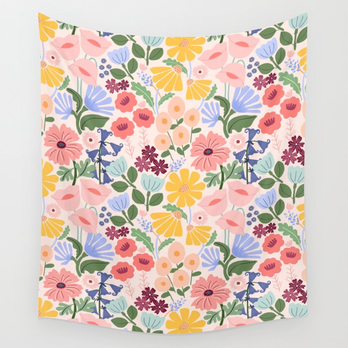 Meadow muse - pink Wall Tapestry Gallery Image 1