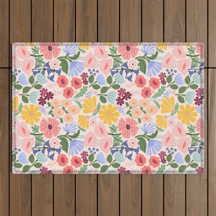 Meadow muse - pink Outdoor Rug Gallery Image 1