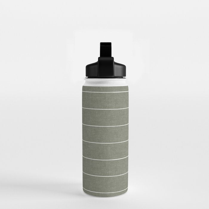 farmhouse stripes - olive green Water Bottle Gallery Image 2