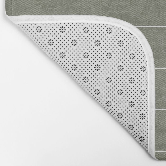 farmhouse stripes - olive green Bath Mat Gallery Image 2