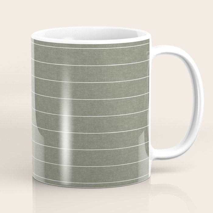 farmhouse stripes - olive green Coffee Mug Gallery Image 1