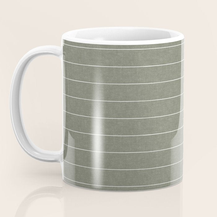farmhouse stripes - olive green Coffee Mug Gallery Image 3