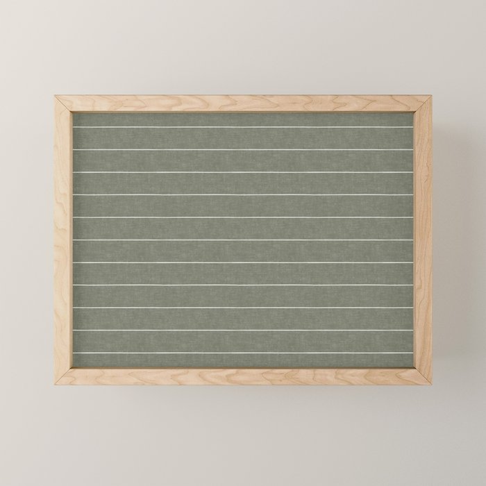 farmhouse stripes - olive green Mini Art Print Gallery Image 1