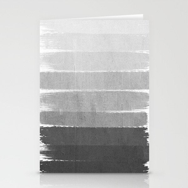 Brushstroke - Ombre Grey, Charcoal, minimal, Monochrome, black and white, trendy,  painterly art  Stationery Card Gallery Image 1