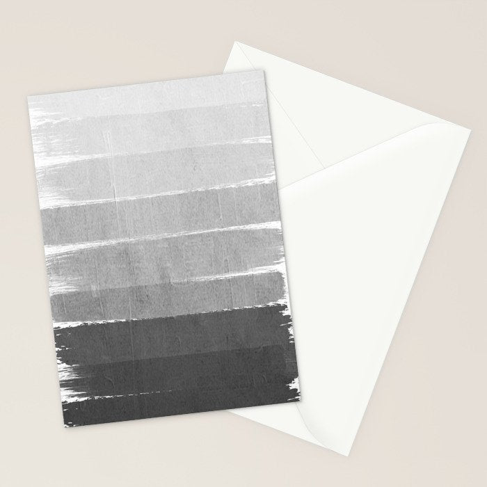 Brushstroke - Ombre Grey, Charcoal, minimal, Monochrome, black and white, trendy,  painterly art  Stationery Card Gallery Image 2