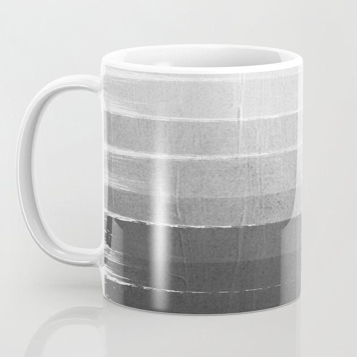 Brushstroke - Ombre Grey, Charcoal, minimal, Monochrome, black and white, trendy,  painterly art  Coffee Mug Gallery Image 3