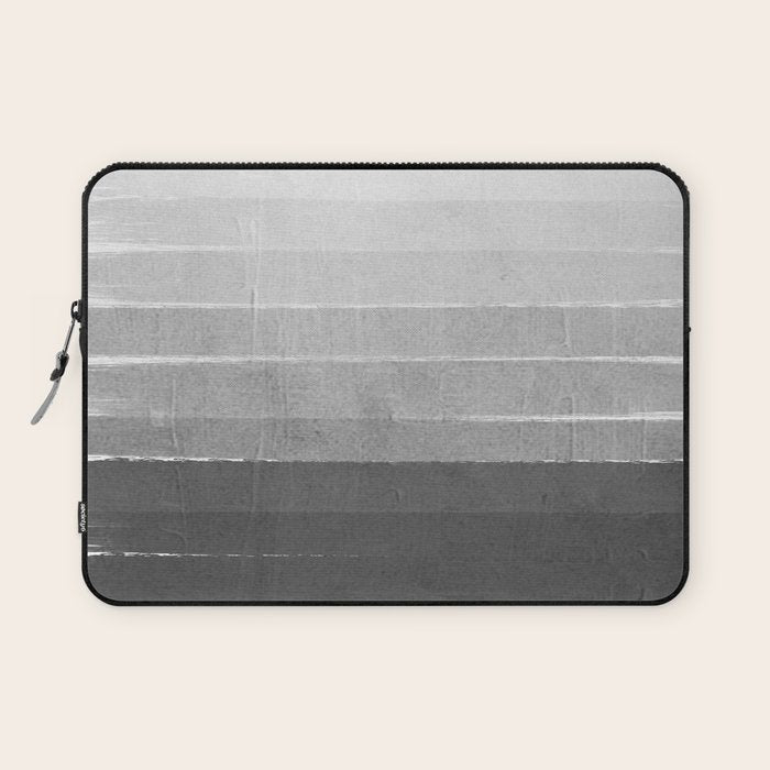 Brushstroke - Ombre Grey, Charcoal, minimal, Monochrome, black and white, trendy,  painterly art  Laptop Sleeve Gallery Image 1
