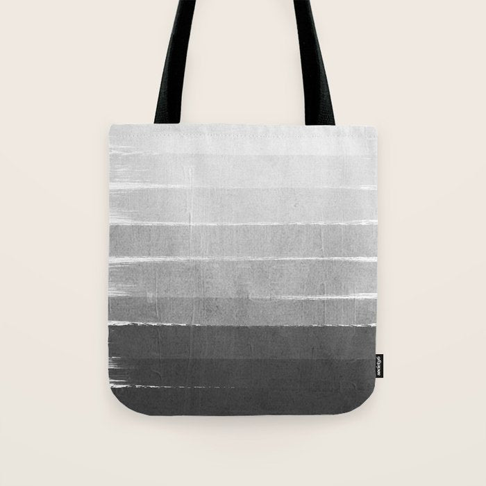 Brushstroke - Ombre Grey, Charcoal, minimal, Monochrome, black and white, trendy,  painterly art  Tote Bag Gallery Image 1