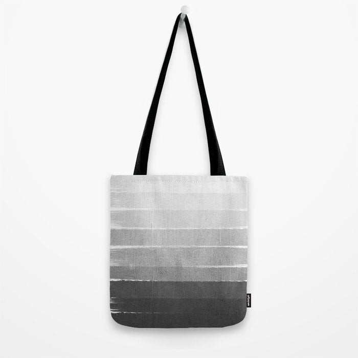 Brushstroke - Ombre Grey, Charcoal, minimal, Monochrome, black and white, trendy,  painterly art  Tote Bag Gallery Image 2