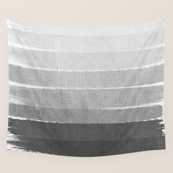 Brushstroke - Ombre Grey, Charcoal, minimal, Monochrome, black and white, trendy,  painterly art  Wall Tapestry Gallery Image 1