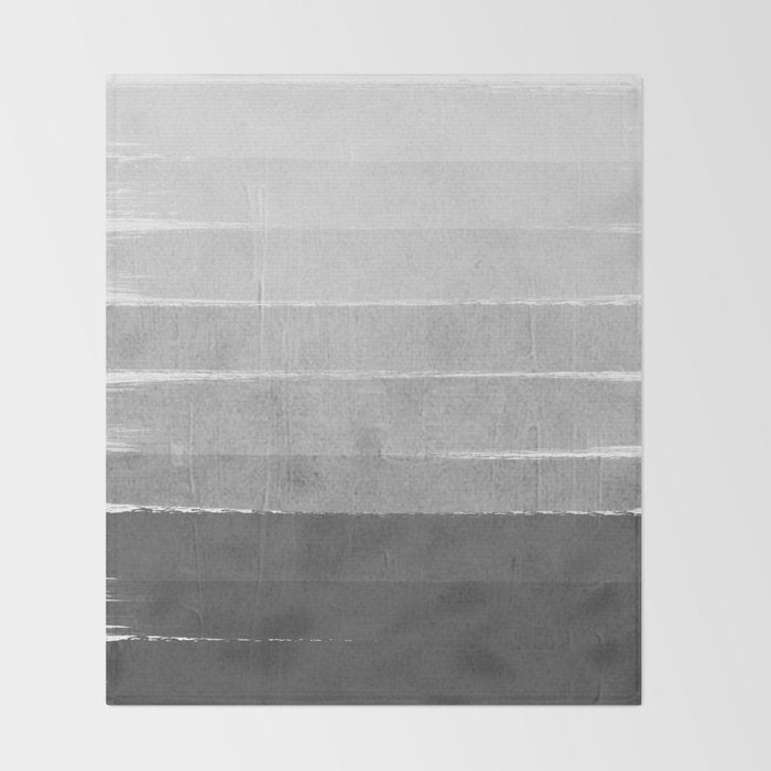 Brushstroke - Ombre Grey, Charcoal, minimal, Monochrome, black and white, trendy,  painterly art  Throw Blanket Gallery Image 2