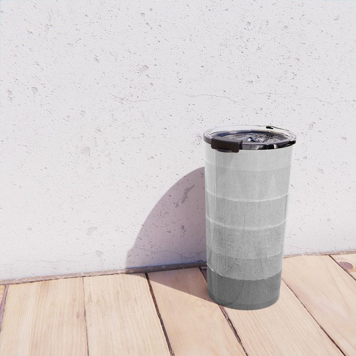 Brushstroke - Ombre Grey, Charcoal, minimal, Monochrome, black and white, trendy,  painterly art  Travel Mug Gallery Image 4