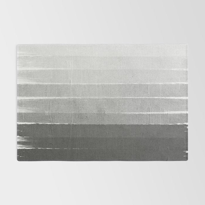 Brushstroke - Ombre Grey, Charcoal, minimal, Monochrome, black and white, trendy,  painterly art  Rug Gallery Image 2
