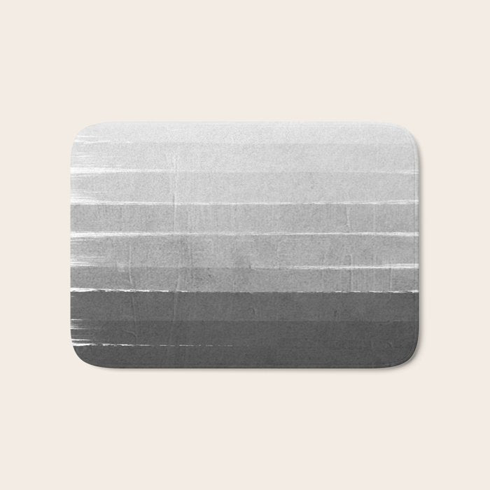 Brushstroke - Ombre Grey, Charcoal, minimal, Monochrome, black and white, trendy,  painterly art  Bath Mat Gallery Image 1