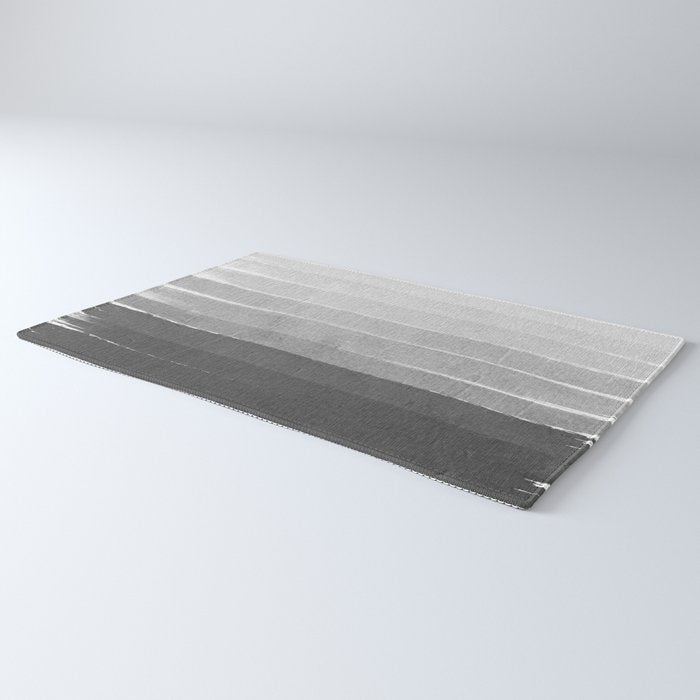 Brushstroke - Ombre Grey, Charcoal, minimal, Monochrome, black and white, trendy,  painterly art  Rug Gallery Image 3