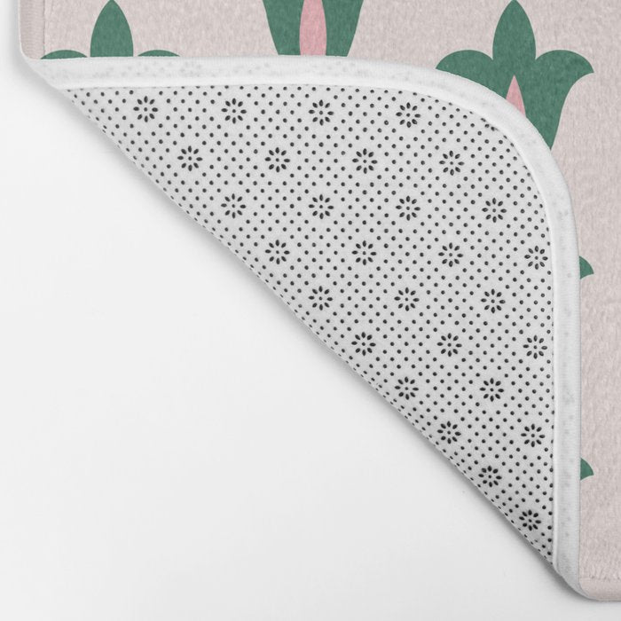 Retro Green Floral Pattern Bath Mat Gallery Image 2
