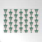 Retro Green Floral Pattern Welcome Mat Gallery Image 1