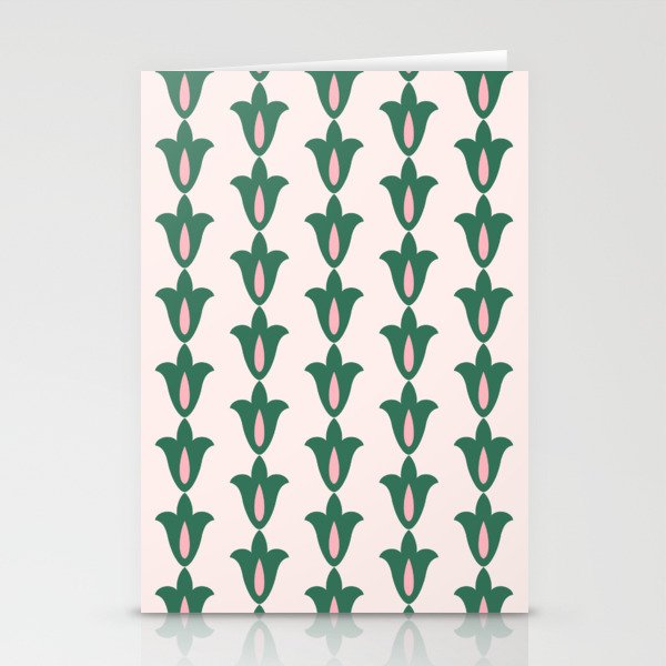 Retro Green Floral Pattern Stationery Card Gallery Image 1