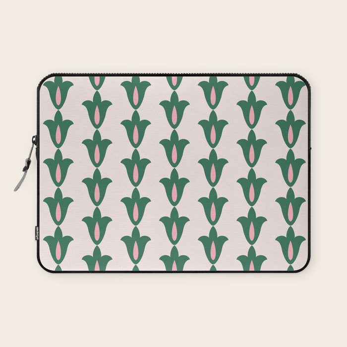 Retro Green Floral Pattern Laptop Sleeve Gallery Image 1