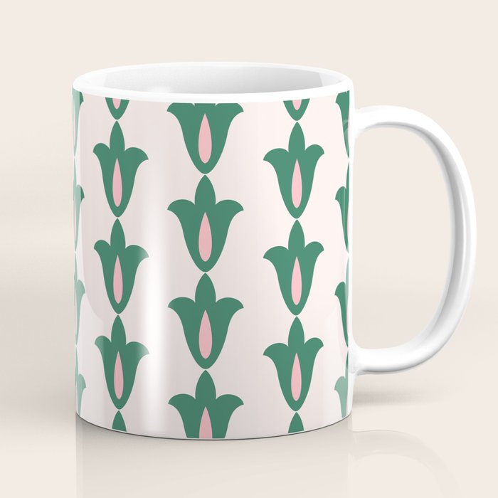 Retro Green Floral Pattern Coffee Mug Gallery Image 1