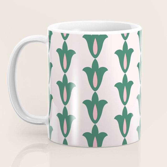 Retro Green Floral Pattern Coffee Mug Gallery Image 3