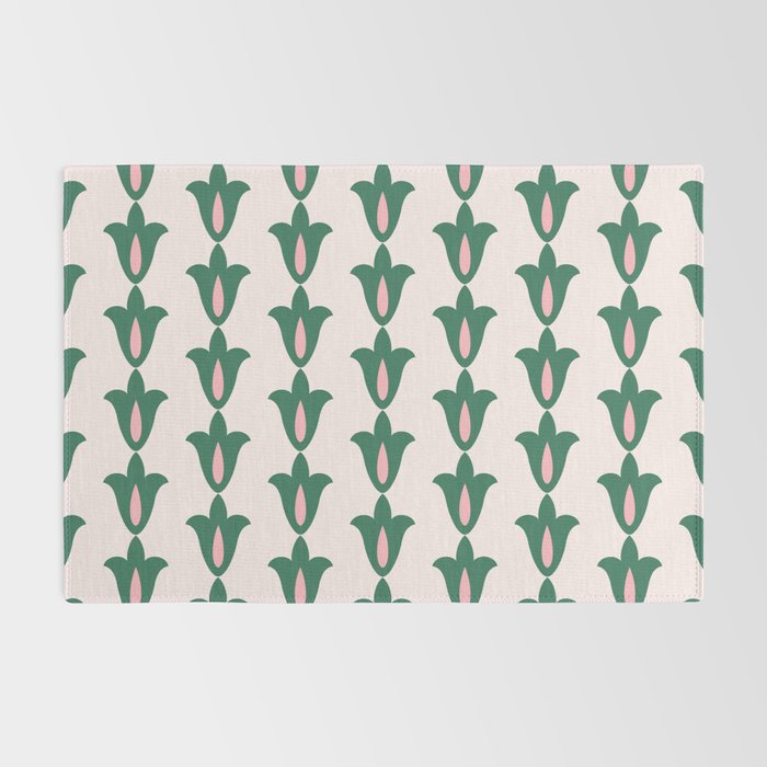 Retro Green Floral Pattern Rug Gallery Image 2