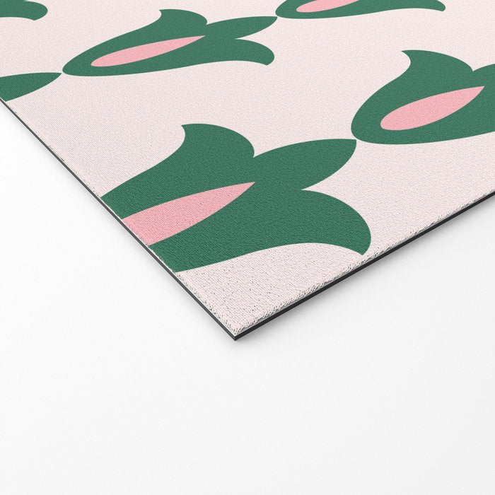 Retro Green Floral Pattern Welcome Mat - Thumbnail 3