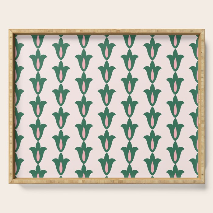 Retro Green Floral Pattern Serving Tray Gallery Image 1