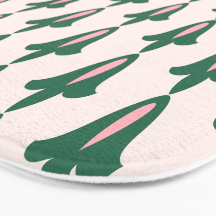Retro Green Floral Pattern Bath Mat Gallery Image 3