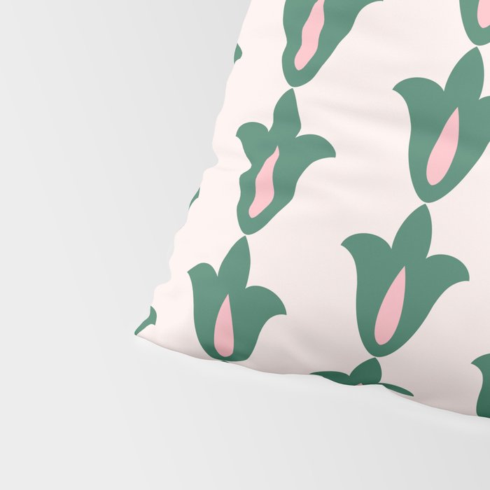 Retro Green Floral Pattern Pillow Sham Gallery Image 4