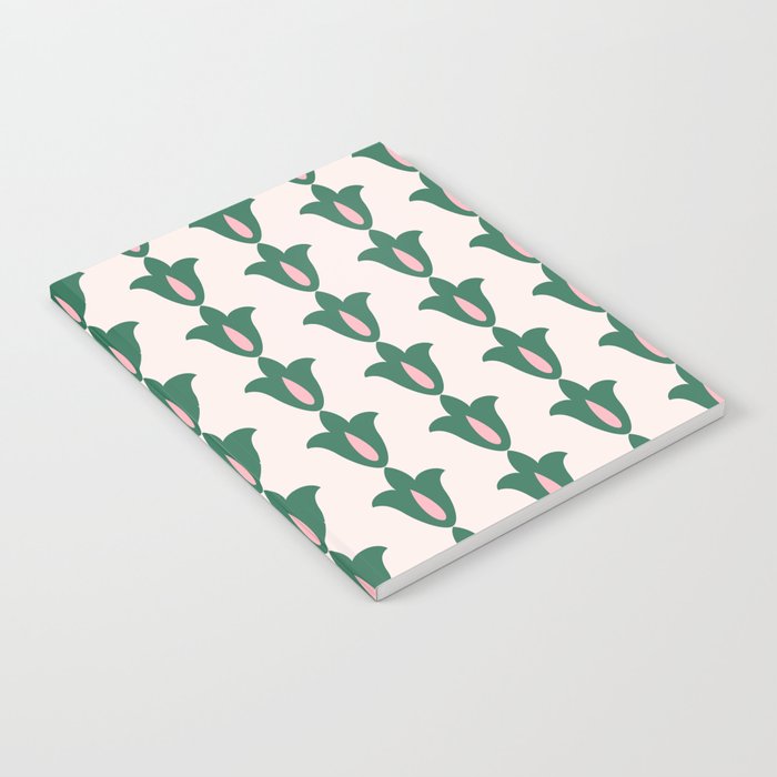 Retro Green Floral Pattern Notebook Gallery Image 2